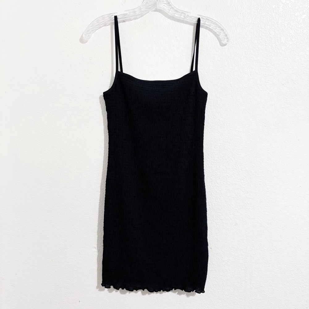 Aritzia Wilfred Jazz‎ Seersucker Mini Dress in Black